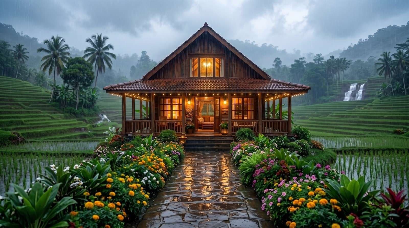 Rainwater harvesting at a sustainable farmhouse