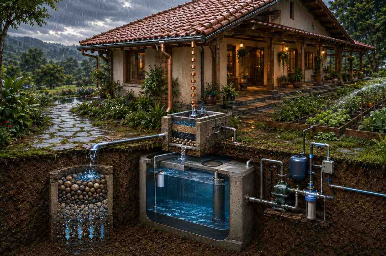 Main components of a rainwater harvesting system
