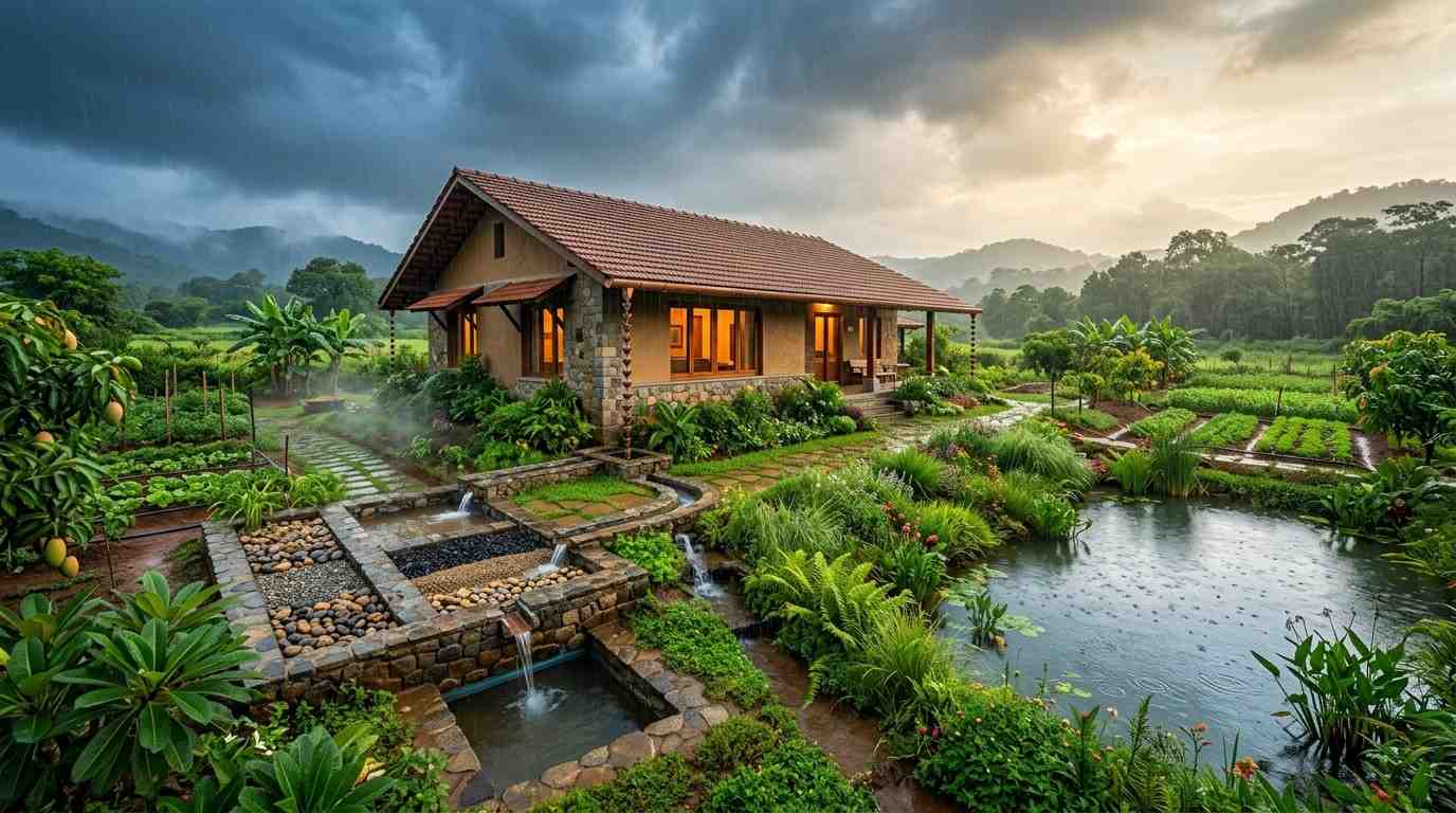 Water conservation at a sustainable farmhouse