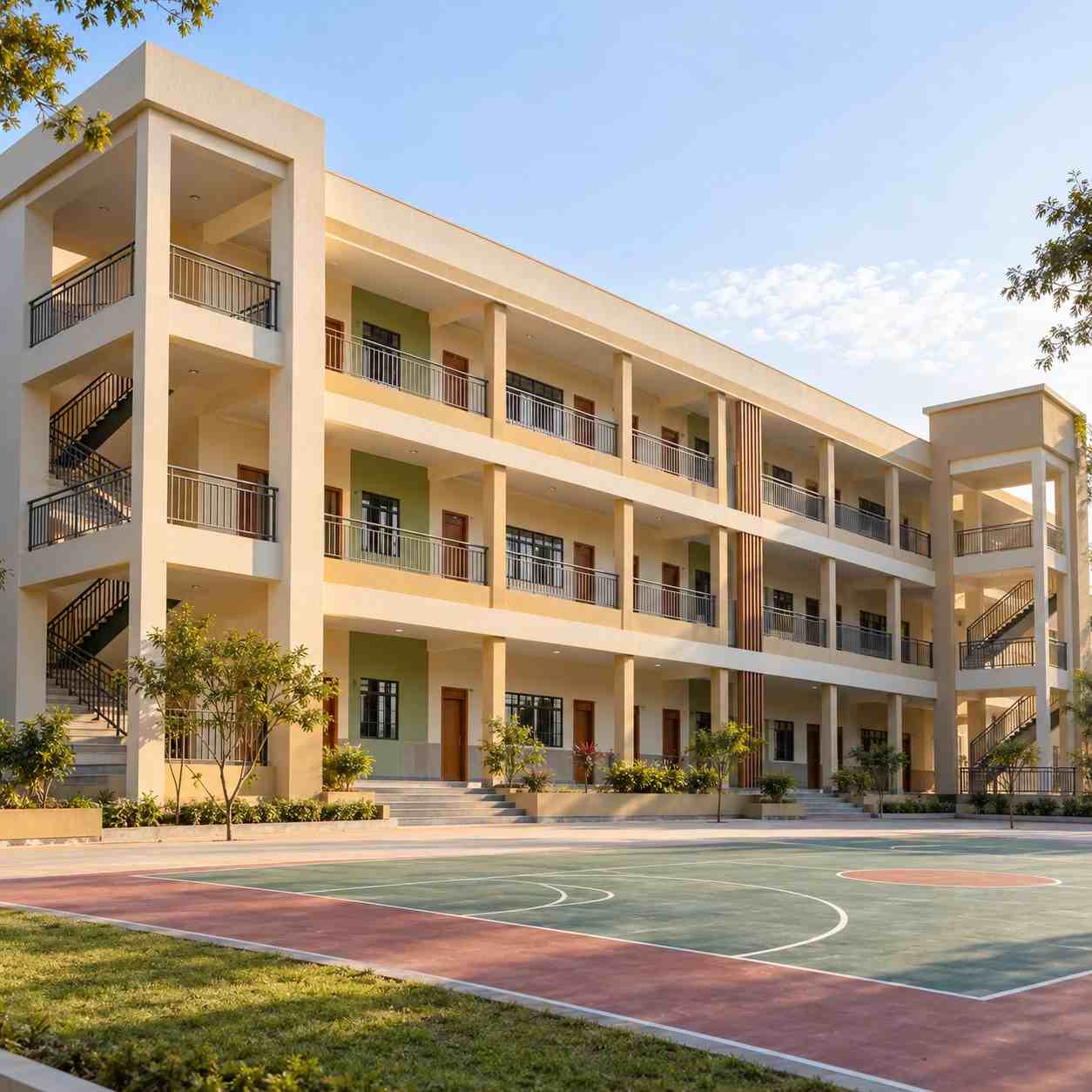 24-classroom G+2 school block delivered before the academic year opened