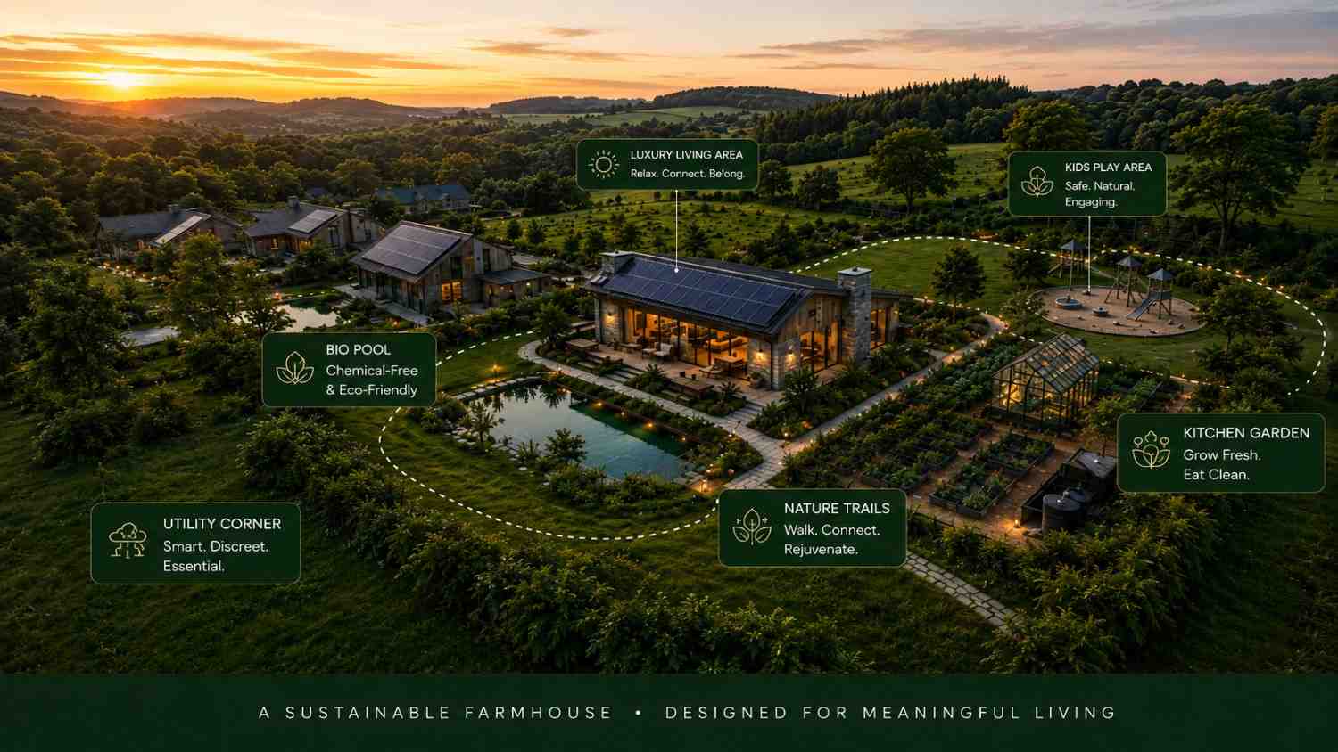 Amenities and experiences at a Kamala Infra farmhouse