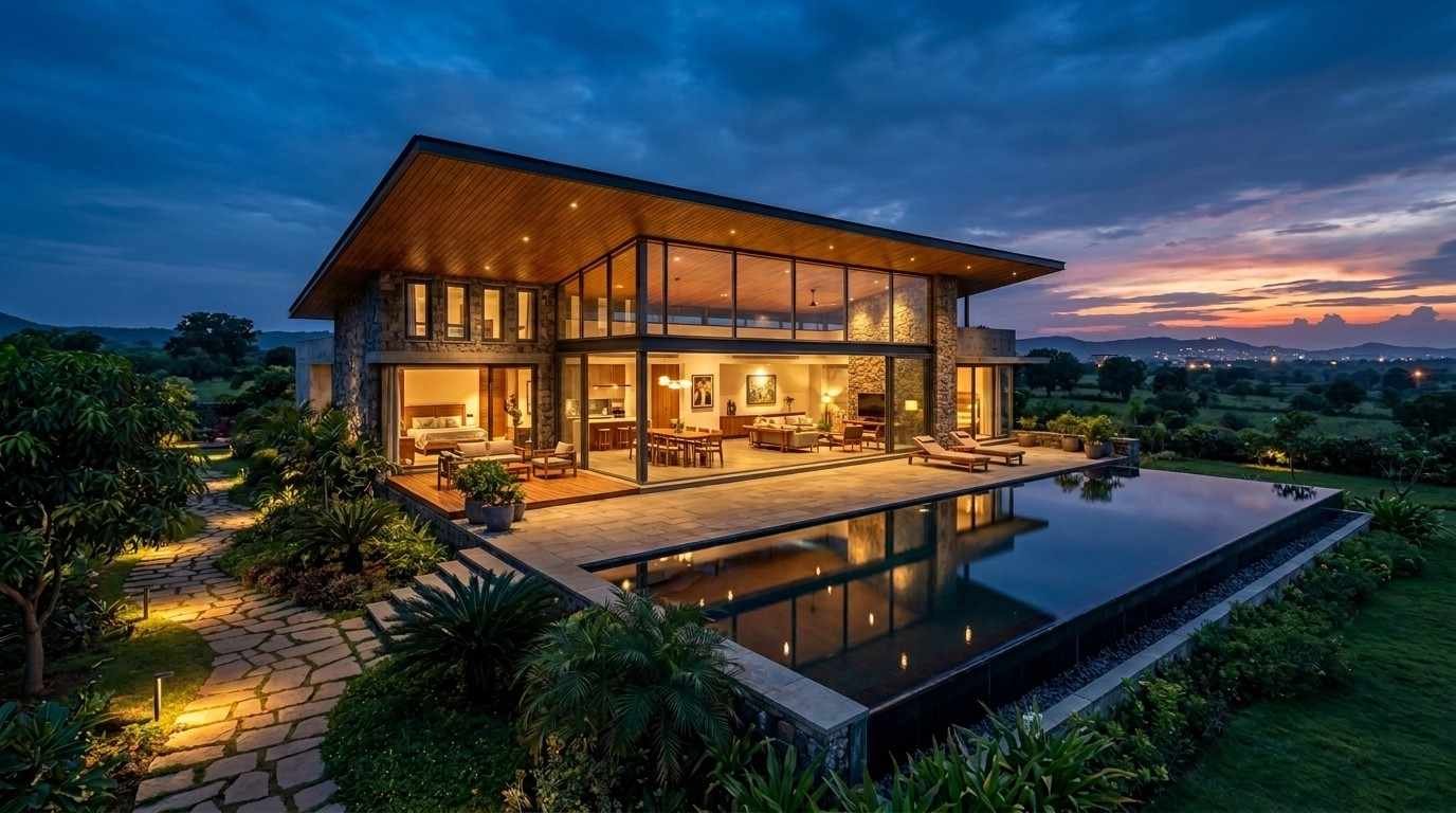 Sustainable farmhouse — landscape view